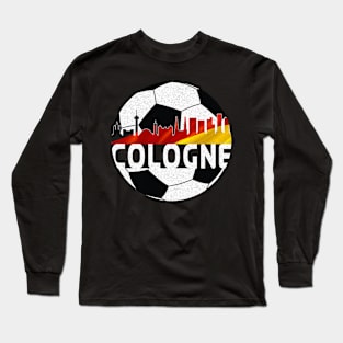 Cologne Germany Euro 2024 football—White text Long Sleeve T-Shirt